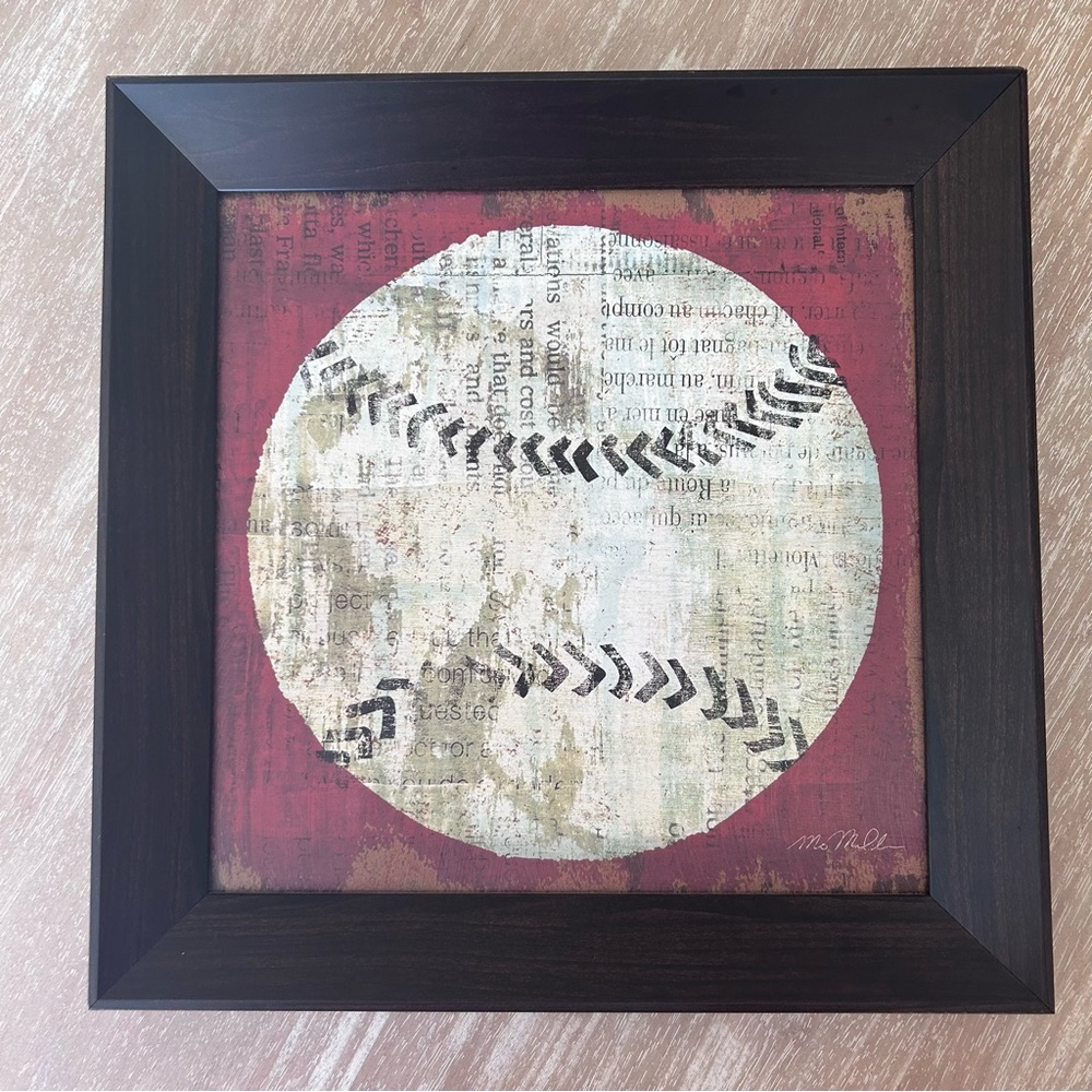 Mo Mullan Ball 1 Framed Baseball Canvas Art in an Espresso frame